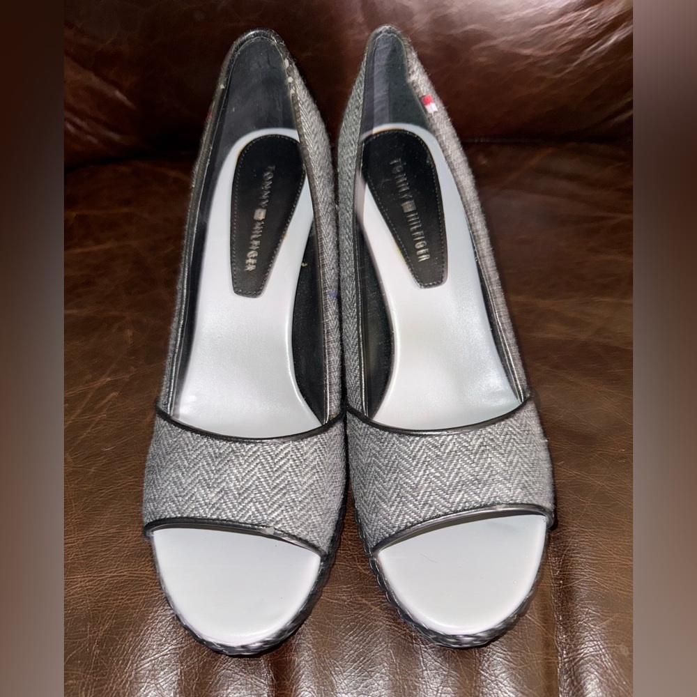 Tommy Hilfiger Black and Gray Women's Heels